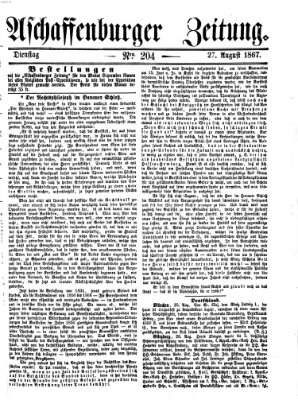 Aschaffenburger Zeitung Dienstag 27. August 1867