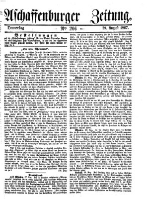 Aschaffenburger Zeitung Donnerstag 29. August 1867