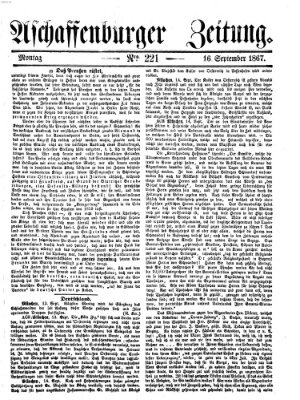 Aschaffenburger Zeitung Montag 16. September 1867