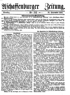 Aschaffenburger Zeitung Samstag 28. September 1867