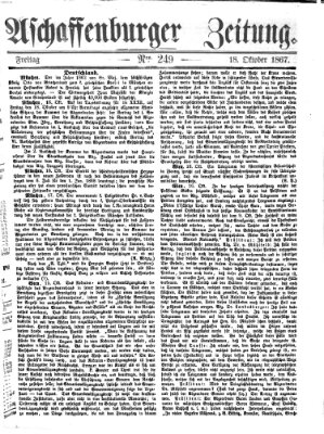 Aschaffenburger Zeitung Freitag 18. Oktober 1867