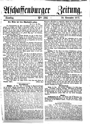 Aschaffenburger Zeitung Samstag 30. November 1867