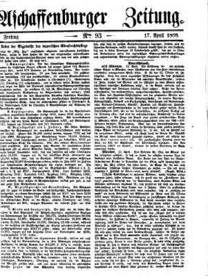 Aschaffenburger Zeitung Freitag 17. April 1868