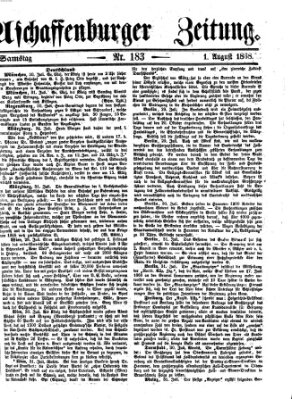 Aschaffenburger Zeitung Samstag 1. August 1868