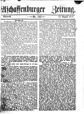 Aschaffenburger Zeitung Mittwoch 12. August 1868