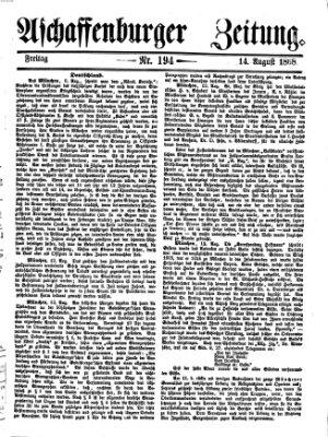 Aschaffenburger Zeitung Freitag 14. August 1868