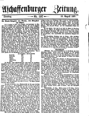 Aschaffenburger Zeitung Dienstag 18. August 1868