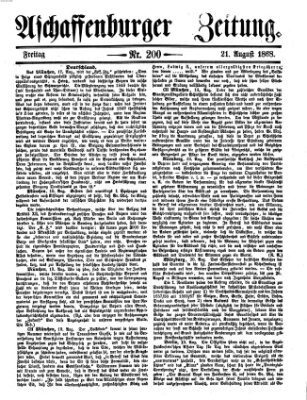 Aschaffenburger Zeitung Freitag 21. August 1868