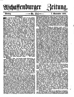 Aschaffenburger Zeitung Montag 7. September 1868