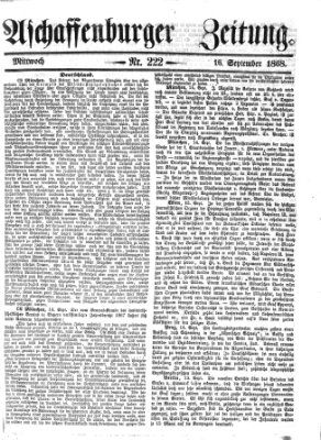 Aschaffenburger Zeitung Mittwoch 16. September 1868