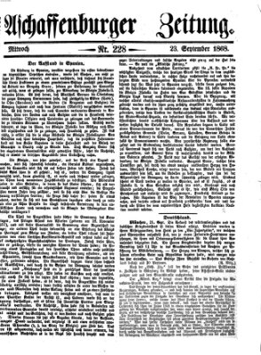 Aschaffenburger Zeitung Mittwoch 23. September 1868