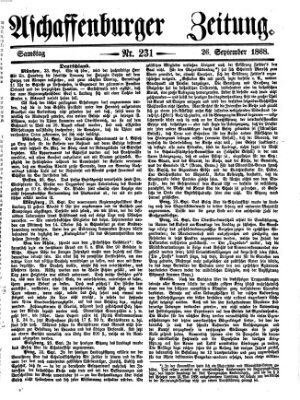 Aschaffenburger Zeitung Samstag 26. September 1868