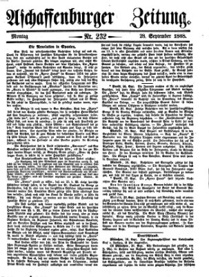 Aschaffenburger Zeitung Montag 28. September 1868