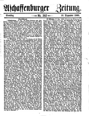 Aschaffenburger Zeitung Samstag 19. Dezember 1868