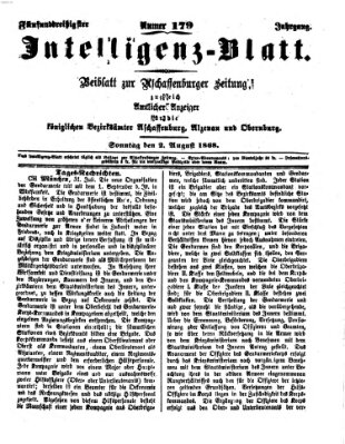 Aschaffenburger Zeitung. Intelligenz-Blatt : Beiblatt zur Aschaffenburger Zeitung ; zugleich amtlicher Anzeiger für die K. Bezirksämter Aschaffenburg, Alzenau und Obernburg (Aschaffenburger Zeitung) Sonntag 2. August 1868