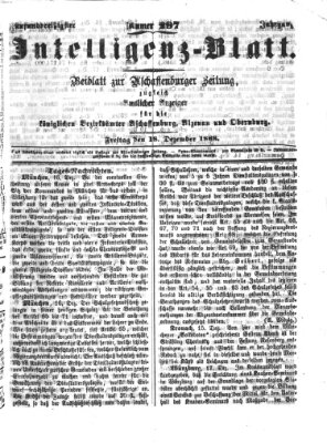 Aschaffenburger Zeitung. Intelligenz-Blatt : Beiblatt zur Aschaffenburger Zeitung ; zugleich amtlicher Anzeiger für die K. Bezirksämter Aschaffenburg, Alzenau und Obernburg (Aschaffenburger Zeitung) Freitag 18. Dezember 1868