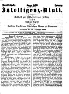 Aschaffenburger Zeitung. Intelligenz-Blatt : Beiblatt zur Aschaffenburger Zeitung ; zugleich amtlicher Anzeiger für die K. Bezirksämter Aschaffenburg, Alzenau und Obernburg (Aschaffenburger Zeitung) Mittwoch 30. Dezember 1868