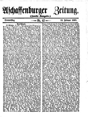 Aschaffenburger Zeitung Donnerstag 18. Februar 1869