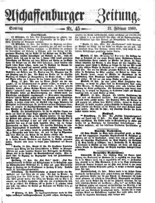 Aschaffenburger Zeitung Sonntag 21. Februar 1869