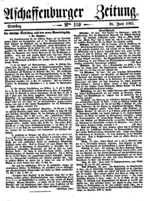 Aschaffenburger Zeitung Samstag 26. Juni 1869