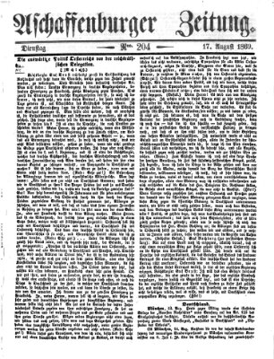 Aschaffenburger Zeitung Dienstag 17. August 1869