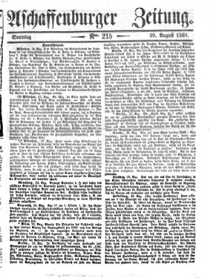 Aschaffenburger Zeitung Sonntag 29. August 1869