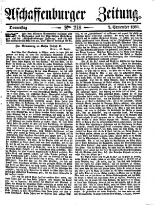 Aschaffenburger Zeitung Donnerstag 2. September 1869