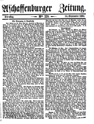 Aschaffenburger Zeitung Dienstag 14. September 1869