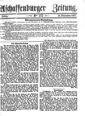 Aschaffenburger Zeitung Freitag 24. September 1869