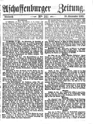 Aschaffenburger Zeitung Mittwoch 29. September 1869