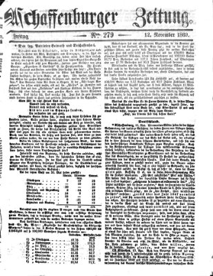 Aschaffenburger Zeitung Freitag 12. November 1869