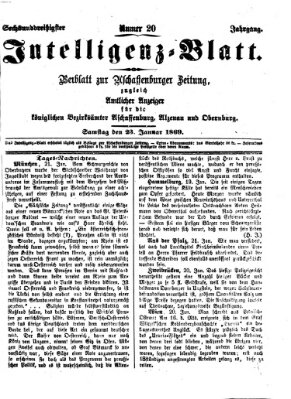 Aschaffenburger Zeitung. Intelligenz-Blatt : Beiblatt zur Aschaffenburger Zeitung ; zugleich amtlicher Anzeiger für die K. Bezirksämter Aschaffenburg, Alzenau und Obernburg (Aschaffenburger Zeitung) Samstag 23. Januar 1869