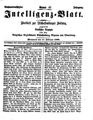 Aschaffenburger Zeitung. Intelligenz-Blatt : Beiblatt zur Aschaffenburger Zeitung ; zugleich amtlicher Anzeiger für die K. Bezirksämter Aschaffenburg, Alzenau und Obernburg (Aschaffenburger Zeitung) Mittwoch 17. Februar 1869