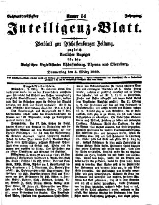 Aschaffenburger Zeitung. Intelligenz-Blatt : Beiblatt zur Aschaffenburger Zeitung ; zugleich amtlicher Anzeiger für die K. Bezirksämter Aschaffenburg, Alzenau und Obernburg (Aschaffenburger Zeitung) Donnerstag 4. März 1869