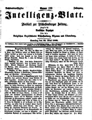 Aschaffenburger Zeitung. Intelligenz-Blatt : Beiblatt zur Aschaffenburger Zeitung ; zugleich amtlicher Anzeiger für die K. Bezirksämter Aschaffenburg, Alzenau und Obernburg (Aschaffenburger Zeitung) Samstag 22. Mai 1869