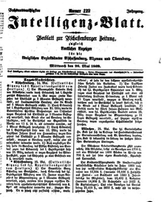 Aschaffenburger Zeitung. Intelligenz-Blatt : Beiblatt zur Aschaffenburger Zeitung ; zugleich amtlicher Anzeiger für die K. Bezirksämter Aschaffenburg, Alzenau und Obernburg (Aschaffenburger Zeitung) Mittwoch 26. Mai 1869