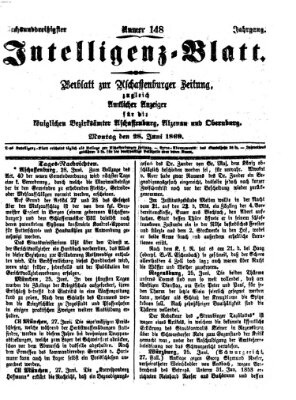 Aschaffenburger Zeitung. Intelligenz-Blatt : Beiblatt zur Aschaffenburger Zeitung ; zugleich amtlicher Anzeiger für die K. Bezirksämter Aschaffenburg, Alzenau und Obernburg (Aschaffenburger Zeitung) Montag 28. Juni 1869