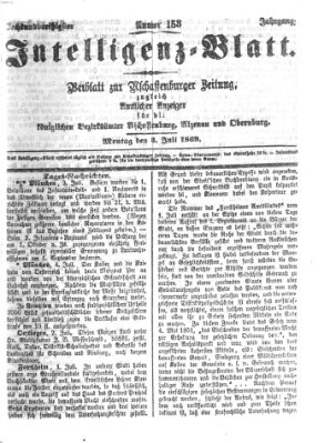 Aschaffenburger Zeitung. Intelligenz-Blatt : Beiblatt zur Aschaffenburger Zeitung ; zugleich amtlicher Anzeiger für die K. Bezirksämter Aschaffenburg, Alzenau und Obernburg (Aschaffenburger Zeitung) Montag 5. Juli 1869