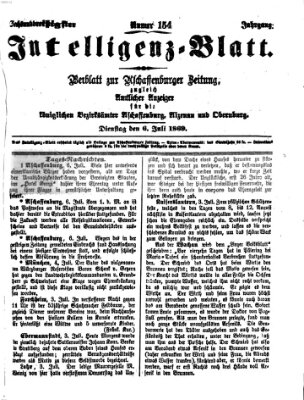 Aschaffenburger Zeitung. Intelligenz-Blatt : Beiblatt zur Aschaffenburger Zeitung ; zugleich amtlicher Anzeiger für die K. Bezirksämter Aschaffenburg, Alzenau und Obernburg (Aschaffenburger Zeitung) Dienstag 6. Juli 1869