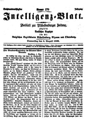 Aschaffenburger Zeitung. Intelligenz-Blatt : Beiblatt zur Aschaffenburger Zeitung ; zugleich amtlicher Anzeiger für die K. Bezirksämter Aschaffenburg, Alzenau und Obernburg (Aschaffenburger Zeitung) Donnerstag 5. August 1869