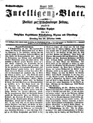 Aschaffenburger Zeitung. Intelligenz-Blatt : Beiblatt zur Aschaffenburger Zeitung ; zugleich amtlicher Anzeiger für die K. Bezirksämter Aschaffenburg, Alzenau und Obernburg (Aschaffenburger Zeitung) Dienstag 19. Oktober 1869