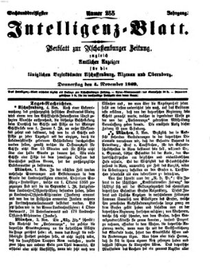 Aschaffenburger Zeitung. Intelligenz-Blatt : Beiblatt zur Aschaffenburger Zeitung ; zugleich amtlicher Anzeiger für die K. Bezirksämter Aschaffenburg, Alzenau und Obernburg (Aschaffenburger Zeitung) Donnerstag 4. November 1869