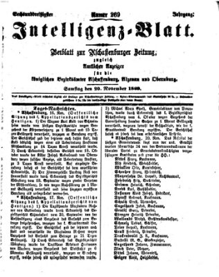 Aschaffenburger Zeitung. Intelligenz-Blatt : Beiblatt zur Aschaffenburger Zeitung ; zugleich amtlicher Anzeiger für die K. Bezirksämter Aschaffenburg, Alzenau und Obernburg (Aschaffenburger Zeitung) Samstag 20. November 1869