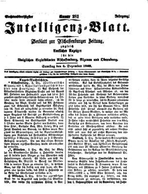 Aschaffenburger Zeitung. Intelligenz-Blatt : Beiblatt zur Aschaffenburger Zeitung ; zugleich amtlicher Anzeiger für die K. Bezirksämter Aschaffenburg, Alzenau und Obernburg (Aschaffenburger Zeitung) Samstag 4. Dezember 1869