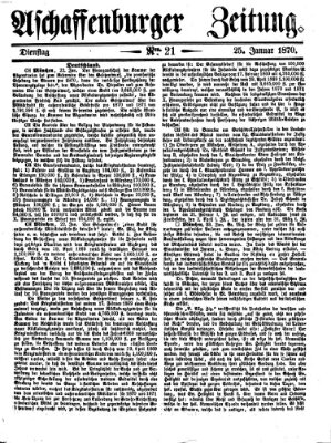 Aschaffenburger Zeitung Dienstag 25. Januar 1870