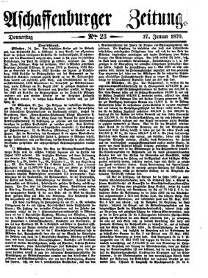 Aschaffenburger Zeitung Donnerstag 27. Januar 1870