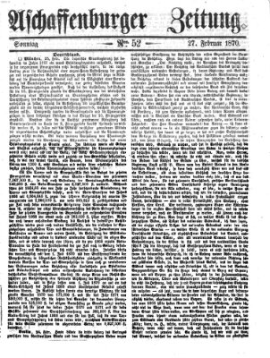 Aschaffenburger Zeitung Sonntag 27. Februar 1870