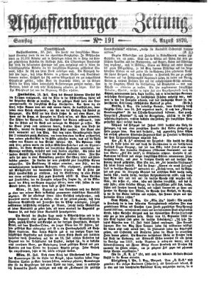 Aschaffenburger Zeitung Samstag 6. August 1870