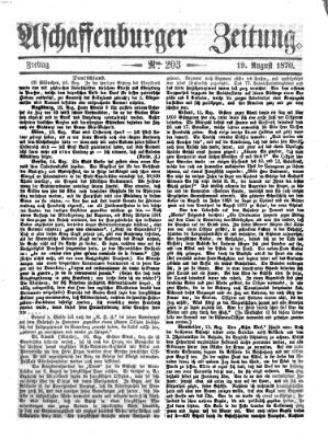 Aschaffenburger Zeitung Freitag 19. August 1870