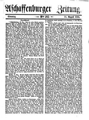 Aschaffenburger Zeitung Sonntag 21. August 1870